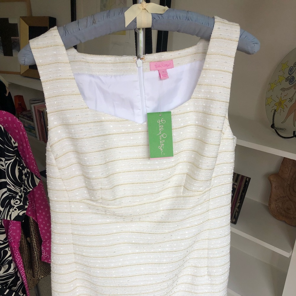 Lilly Pulitzer - Shift dress. Cream and Gold Boucle.  New!